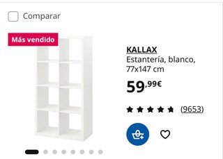 Estantería Kallax Ikea Blanca SIN ESTOS CAJONES