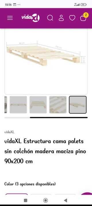 Estructura cama palets madera 90x200