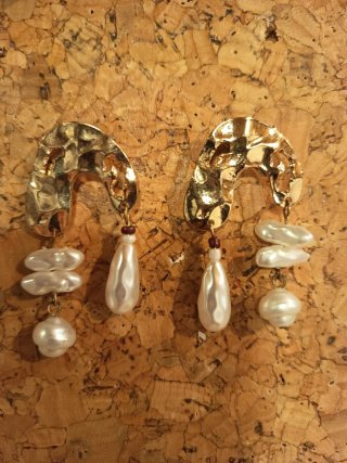 Lote 5 pares pendientes dorados vintage / años 80