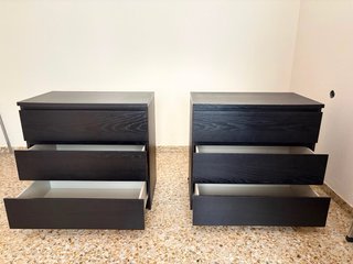 Cómoda 3 cajones negro-marrón 80x78 cm