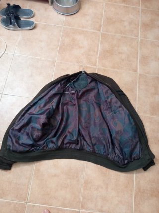Bomber Leo Chavalier marrón y verde con cuero