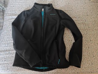 Cortavientos Quechua Mujer Negro y Turquesa