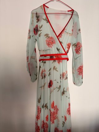 Vestido Antica Sartoria floral verde y rosa