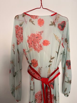 Vestido Antica Sartoria floral verde y rosa
