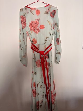 Vestido Antica Sartoria floral verde y rosa