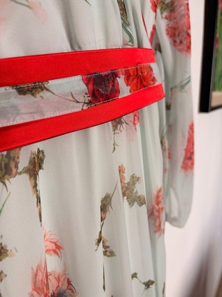 Vestido Antica Sartoria floral verde y rosa