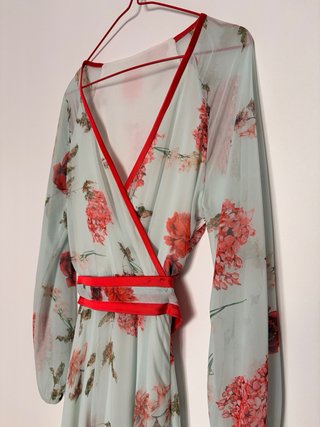 Vestido Antica Sartoria floral verde y rosa