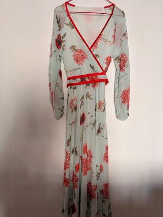 Vestido Antica Sartoria floral verde y rosa