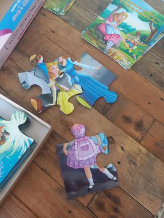PRINCESAS CUENTOS PARA PINTAR Y ARMAR (ROMPECABEZA