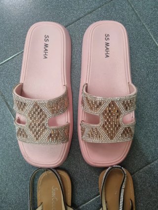 Sandalias Rosas y Plateadas con Brillantes