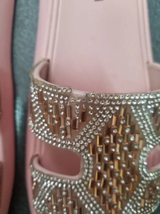 Sandalias Rosas y Plateadas con Brillantes