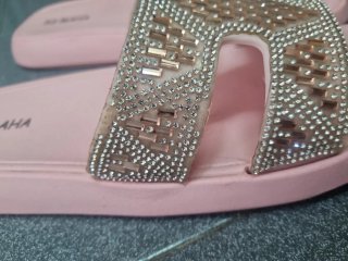 Sandalias Rosas y Plateadas con Brillantes