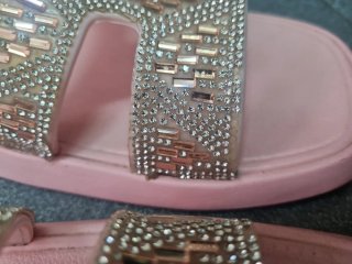 Sandalias Rosas y Plateadas con Brillantes