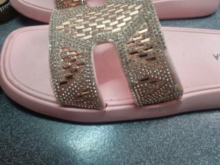 Sandalias Rosas y Plateadas con Brillantes
