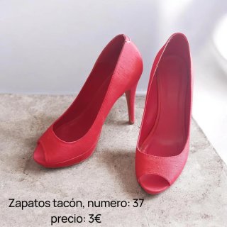 Zapatos tacón rojos talla 37
