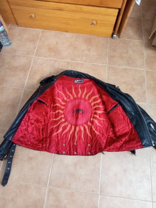 Chaqueta de cuero Blondie Negra Roja