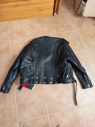 Chaqueta de cuero Blondie Negra Roja