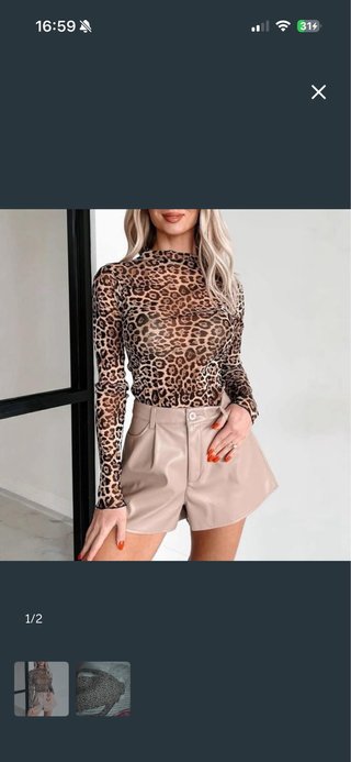 Camisa manga larga estampado leopardo  1 solo uso