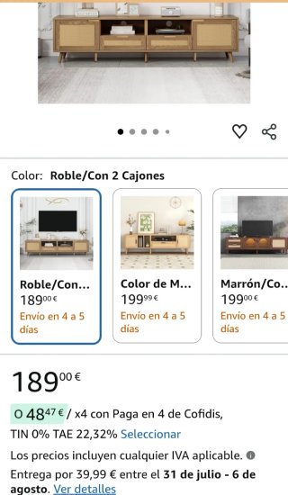 Mesa consola TV KAZZIO 200x37x49 cm
