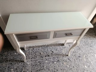 Conjunto recibidor y espejo plata