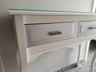 Conjunto recibidor y espejo plata