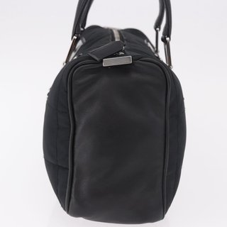 CHANEL Choco Bar Hand Bag Nylon Black Silver CC