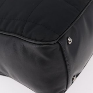 CHANEL Choco Bar Hand Bag Nylon Black Silver CC