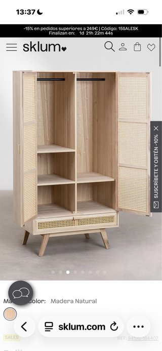 Armario madera con cajón y celosía