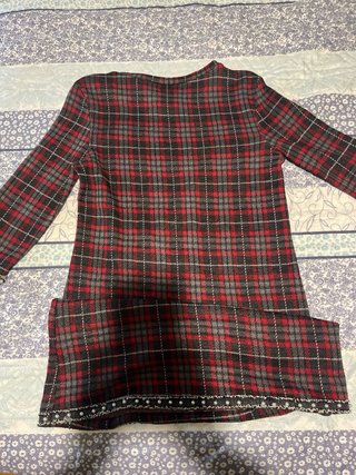 Vestido cuadros escoceses gris y rojo