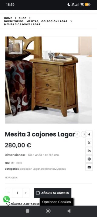 Cabecero y mesita de noche de madera LAGAR
