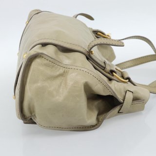 Miu Miu Tote Bag Leather Green Gold Auth
