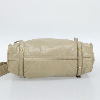 Miu Miu Tote Bag Leather Green Gold Auth