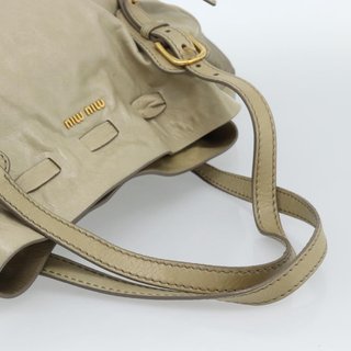 Miu Miu Tote Bag Leather Green Gold Auth