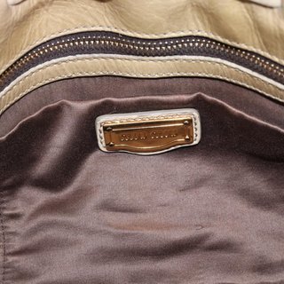 Miu Miu Tote Bag Leather Green Gold Auth