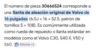 Llantas aluminio Volvo S40 S60 V50 C30