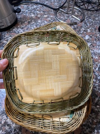 Set platos mimbre flores vintage