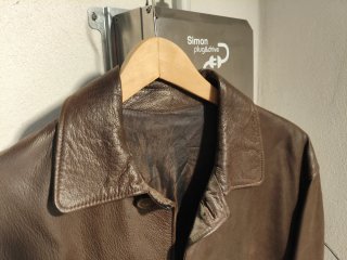 Chaqueta de cuero marrón botones talla 56