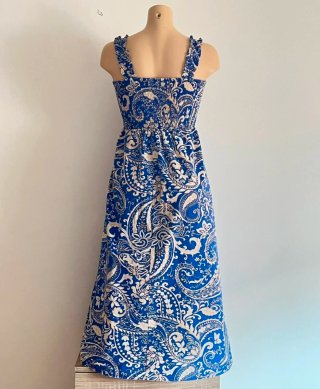 Vestido Zara Midi Estampado Azul y Blanco Talla M