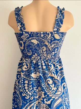 Vestido Zara Midi Estampado Azul y Blanco Talla M