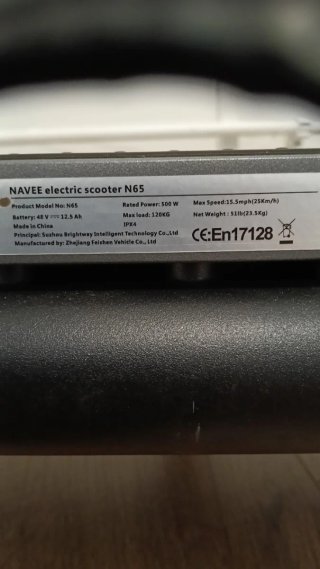 Patinete Eléctrico NAVEE N65 Negro