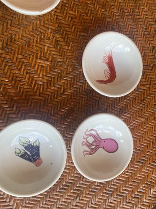Set di 6 tazze antiche Riveiro con frutti di mare