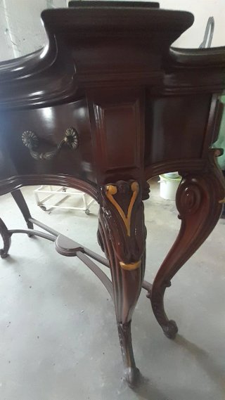 Mesa de entrada madera y cristal cerezo