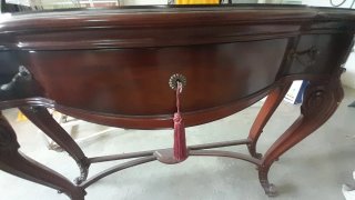 Mesa de entrada madera y cristal cerezo