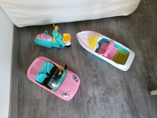 Juguetes Barbie: Coche, Moto y Barco