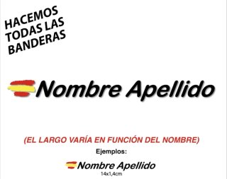 2 Pegatinas Bandera España con Nombre y Apellido