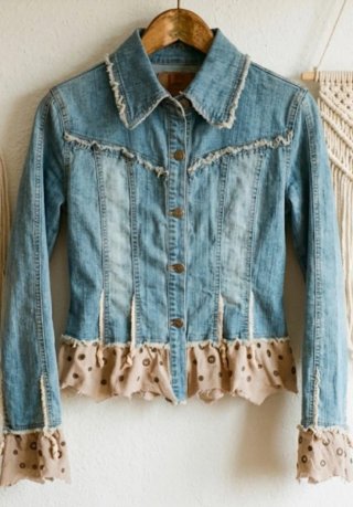 Cazadora vaquera Vintage Y2K detalles boho