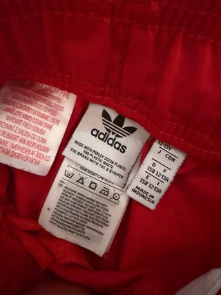 Pantalón Adidas Rojo Rayas Blancas