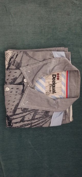 Camisa Desigual Gris y Azul
