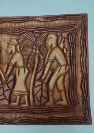 Panel Madera Tallado Estilo Africano 60x37x2cm