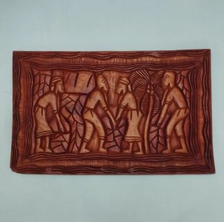 Panel Madera Tallado Estilo Africano 60x37x2cm